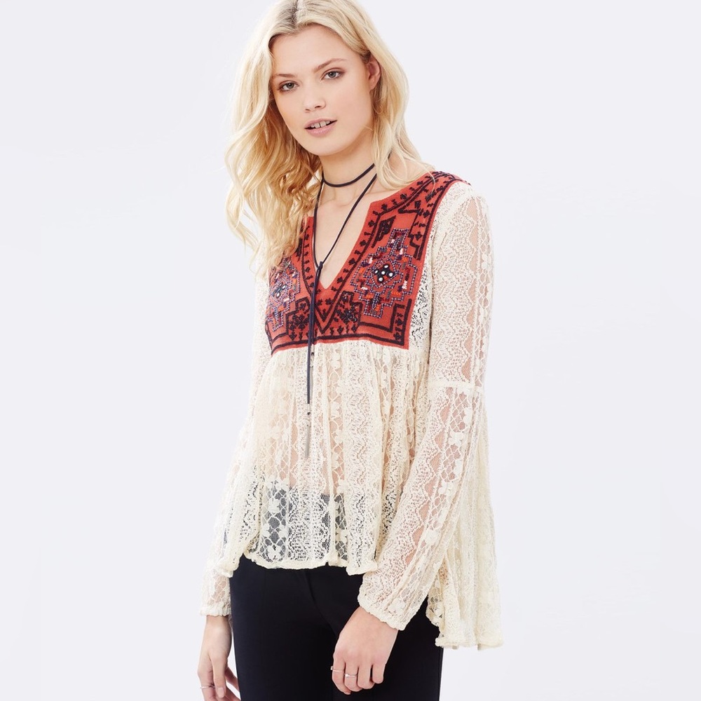 Free People Casablanca Tunic in Ivory Combo
